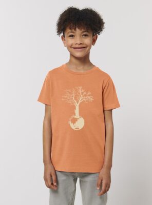 Tshirt Enfant Bio Save The World Abricot