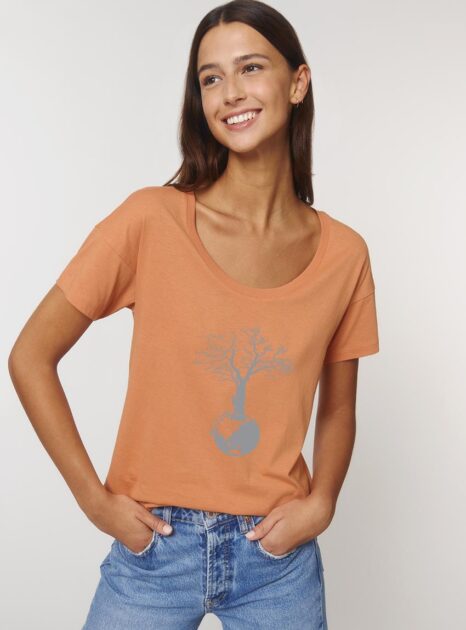 Tshirt Bio Femme Save The World Abricot