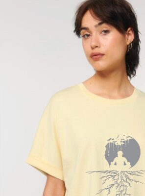 Tshirt Bio Femme Zen Jaune Pastel