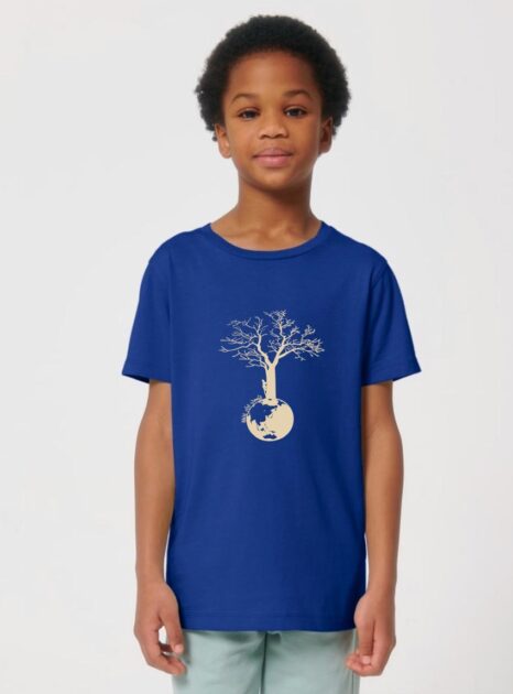 Tshirt Enfant Bio Garçon Save The World Bleu