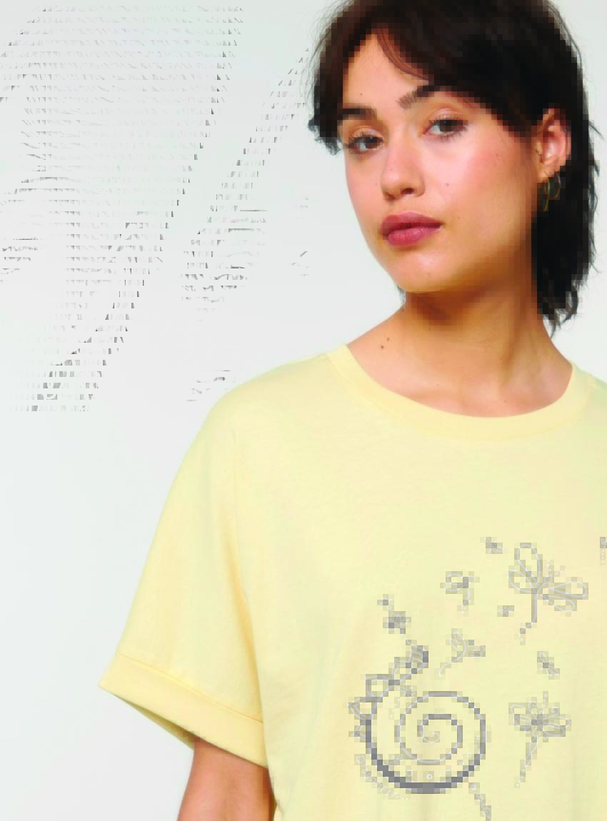 Tshirt Ample Bio Femme Dragonfly Jaune Pastel